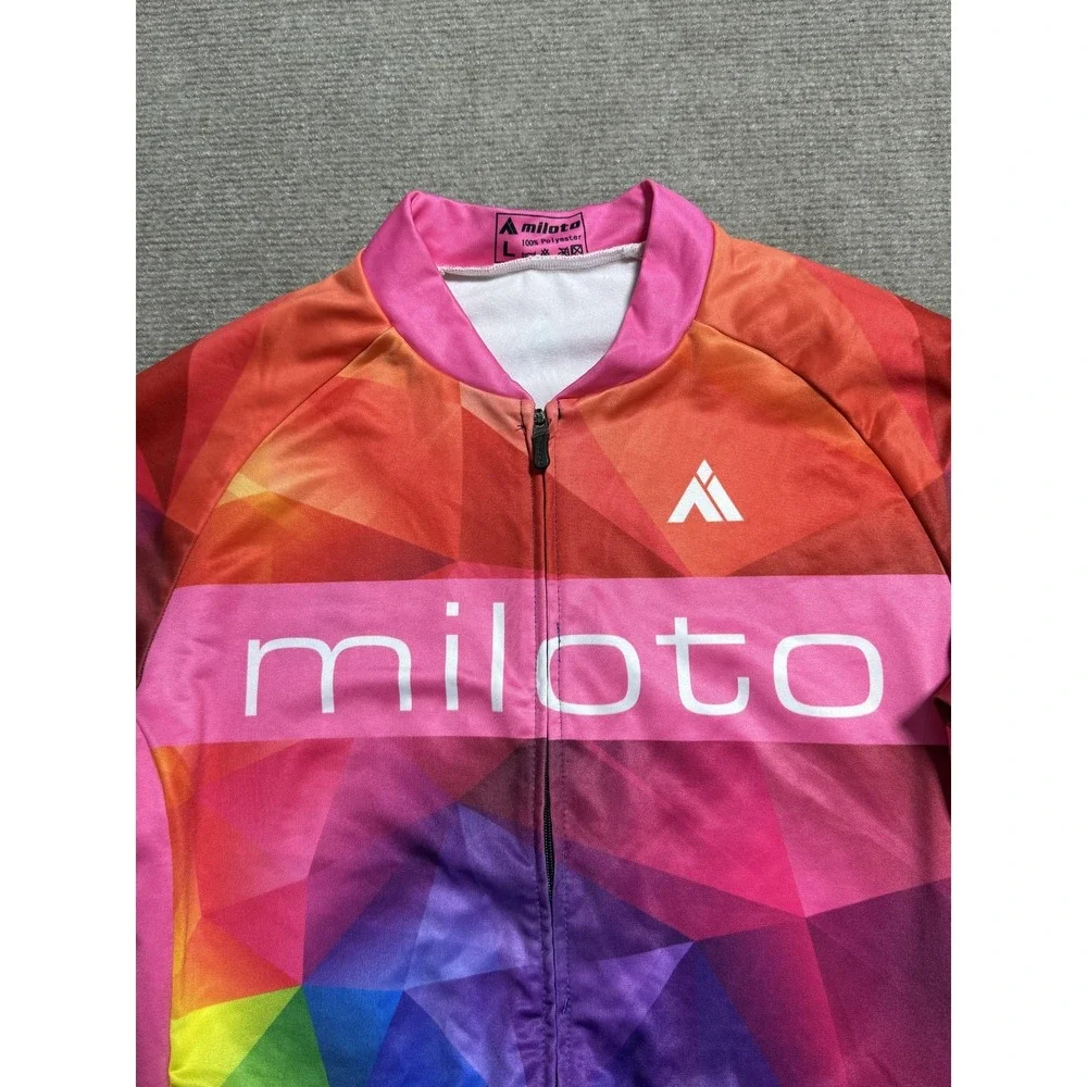 Miloto Cycling Jacket Mens Large Multicolor Pro Cycling Wear Full‎ Zip Polyester